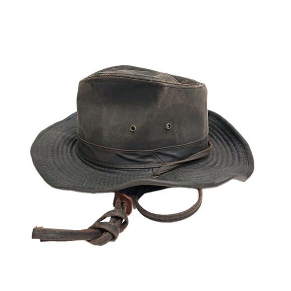 Duluth Waxed Canvas Outback Distressed Weathered Indiana Jones Hat Size XL Brown - Picture 2 of 9